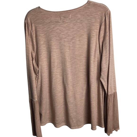 Knox Rose Size Xl Blouse Neutral Pink V Neck Flared Sleeves Studded Hippie Boho - Picture 4 of 8